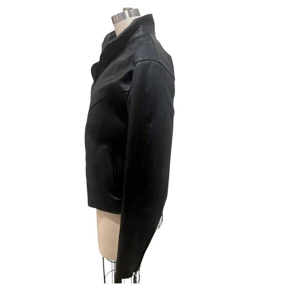 Unik Leather Jacket Womens Small Black Quilted Zip Off Lined Biker Moto Zip - Picture 2 of 15